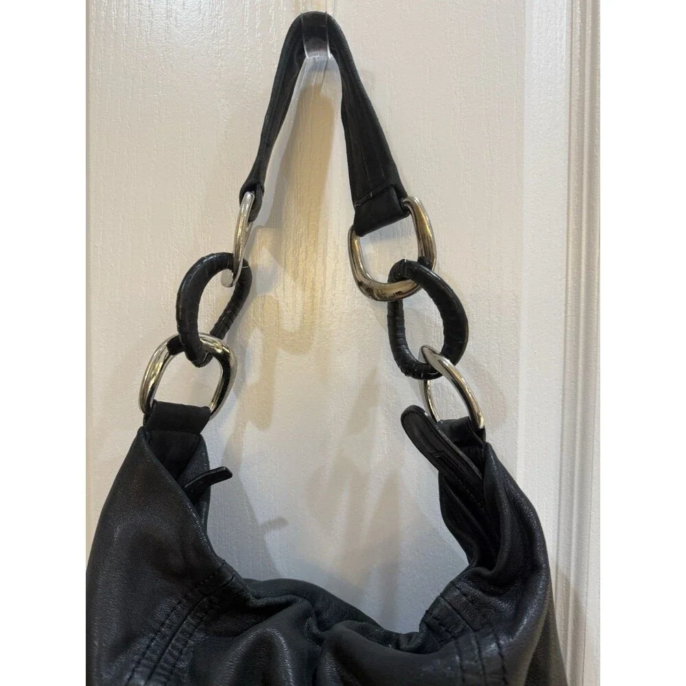Michael Kors Black Nappa Soft Leather Slouchy Hobo Shoulder Handbag Purse